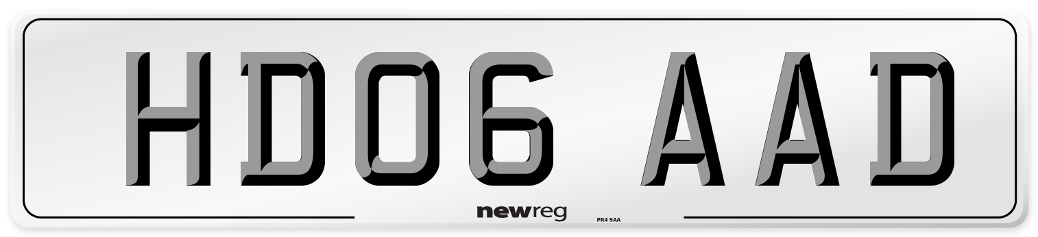 HD06 AAD Number Plate from New Reg